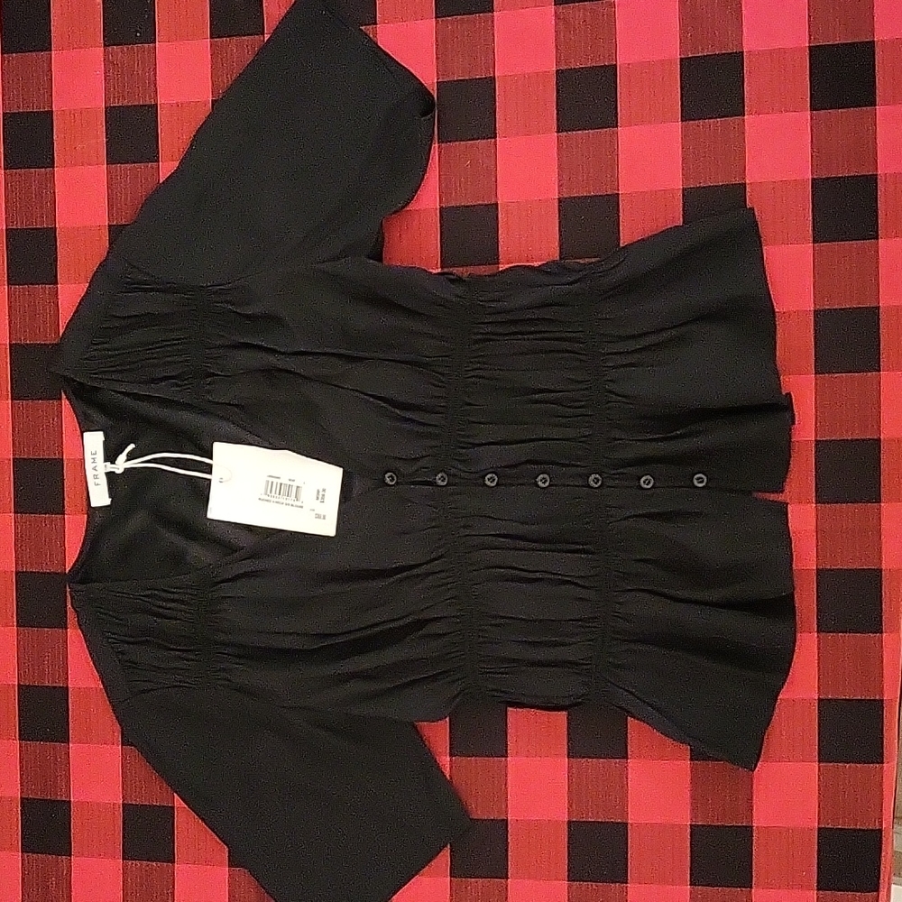 Frame ruched v neck blouse